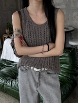 Gray washed damage wide pants