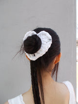 Crochet Heart Scrunch - White
