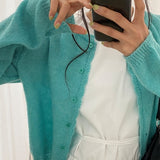 Baking Lace Round Neck Spring Knit Cardigan (6 Colors) – Mint / Date Look