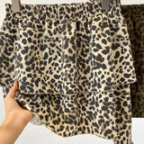 Leopard frill unbalanced skirt