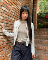 ストライプスリークォータースリーブTシャツ