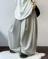 STRING FRONT SIDE PINTUCK BALLOON LONG PANTS🤍🖤🩶2SIZE 3COLOR