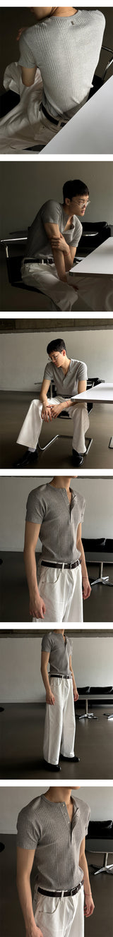 [S/S] High ribbed henry neck half knit(3color)
