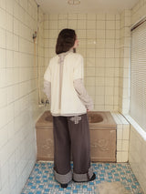 Check folding fleece pants / cocoa