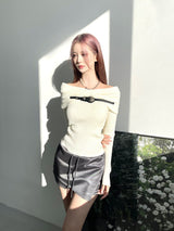Western belt off slim knit (3color)
