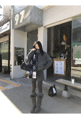 Wool charcoal oversized knit pants two-piece set