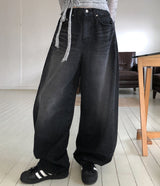 バーティサイドピンタックバルーンデニムパンツ