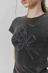 FRAGILE GRAPHIC TEE charcoal
