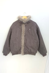 Milkfur high neck suede jumper