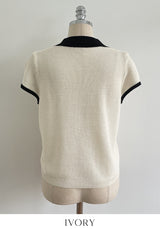 Cooly V Color Matching Collar Knit