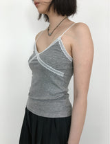 V-cut lace sleeveless (4color)