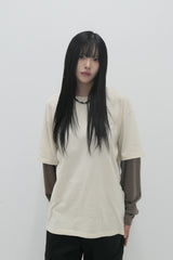 レイヤードストライプTシャツ イエロー