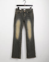 Noi vintage washed low-rise long bootcut denim pants