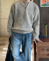 レボンベーシックヘンリーネックニット