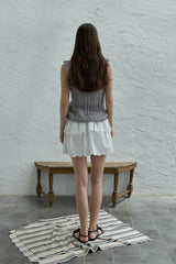 Ribbon sleeveless knit_gray