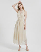 Lorielle Halterneck Sheer Wrap Long Dress Ivory