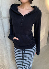 WOOL BUTTON HOOD TEE