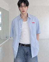 (UNISEX) Piece Stripe Over Shirt