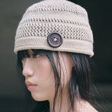knit button beanie oatmeal