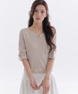 アンゴラ キャンバス ヘンリー ワッフル Tシャツ_TT6S214BE