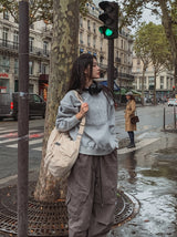 Art wool patch sweatshirt