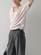 Whole Garment Collar Short Sleeve Knit