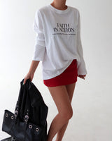 Face Lettering Boxy Long-Sleeve T-Shirt
