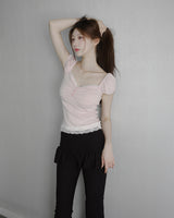 [MADE] Chewing Lace Shirring Tee