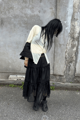 シースルーフリルロングスカート