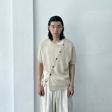 Offset Button Cropped Knitwear