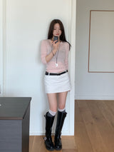 ベビーバニーVネックスリムフィットリブTシャツ