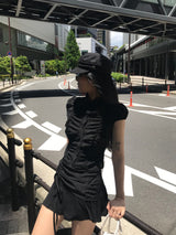 City Class Sheer Shirring HAlf Shirt& Skirt SET 