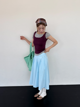 double waist pleats skirt