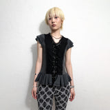 CORSET FLARED T-SHIRT: CHARCOAL