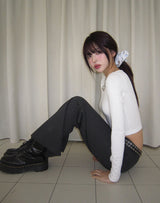 [U-BASIC] Sling Uネッククロップロングスリーブ