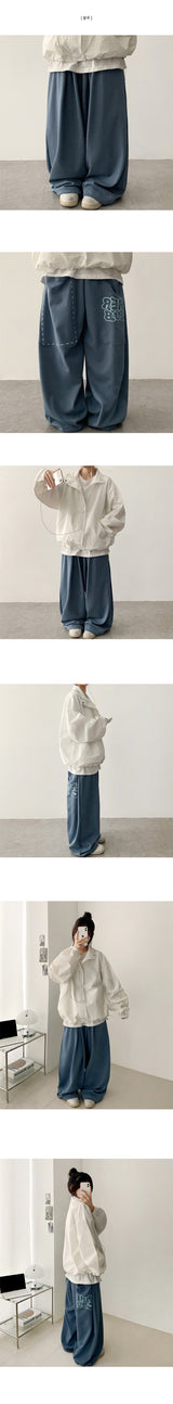 Poe Back Big Pocket Lettering String Wide Pants