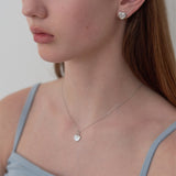 Silver 925 Luna Pearl Ribbon Heart Necklace