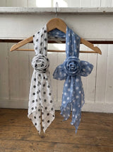POLKA ROSE SCARF SET (IVORY, SKY 2COLORS!)