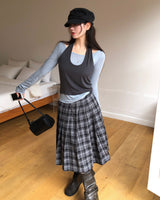 [ORIGINAL] Wenz Layered Halter-Neck Tank  & Long-Sleeve Tee Set