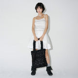 SEE-THROUGH TULLE SHOULDER BAG  (Black)