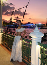 eyelet cancan maxi long skirt