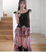 moulin rouge unbal frill long skirt