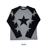 Applique star patch raglan long sleeves