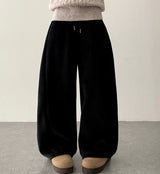Any soft corduroy side pin tuck incision wide pants