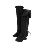 Asym Shearling Wedge Boot / Black