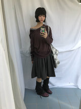 フェミニンフラットネックロングTシャツ