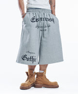Gothic lettering Bermuda sweatpants - Gray