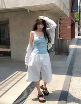 Knob Side Pintuck Bermuda Shorts