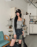 ヒッチポケットデニムミニスカート
