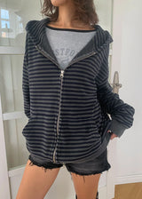 STRIPE WASHING HOOD ZIP-UP (2color)